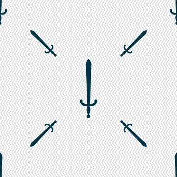 The sword icon sign. Seamless pattern with geometric texture. Vector Stockillustratie