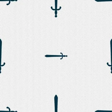 The sword icon sign. Seamless pattern with geometric texture. Vector Stock Illustration