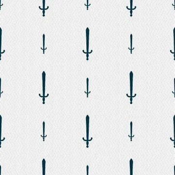 The sword icon sign. Seamless pattern with geometric texture. Vector Stock Illustration