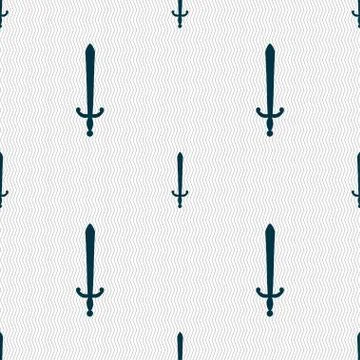 The sword icon sign. Seamless pattern with geometric texture. Vector Illustrazione stock