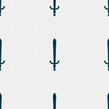 The sword icon sign. Seamless pattern with geometric texture. Stock Illustration