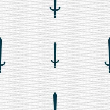 The sword icon sign. Seamless pattern with geometric texture. Stock Illustration
