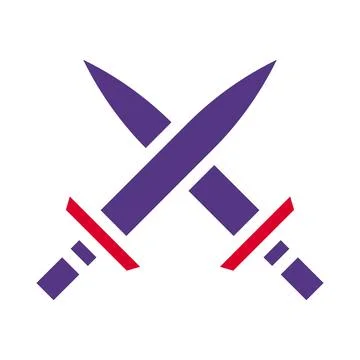 Sword icon solid red purple style military illustration vector army element.. Stock Illustration