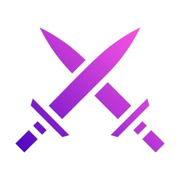 Sword icon solid style gradient purple pink colour military illustration ve.. Stock Illustration
