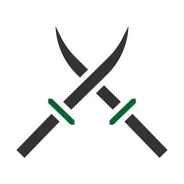 Sword icon solid style grey green colour military illustration vector army .. Stock Illustration