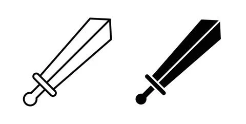 Sword icon symbol. Vector illustration pack in black color. Stock Illustration