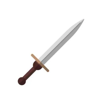 Sword icon on white background. A type of melee weapon with a direct blade Stock Illustration