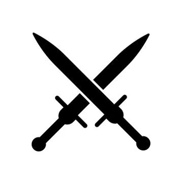 Sword icon on white background. A type of melee weapon with a direct blade Stock Illustration