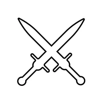Sword icon on white background. A type of melee weapon with a direct blade Stock Illustration