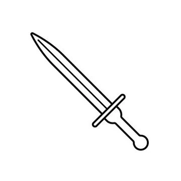 Sword icon on white background. A type of melee weapon with a direct blade Stock Illustration
