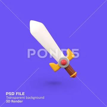 Sword isolated 3d render icon illustration PSD Template