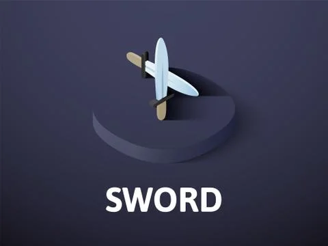 Sword isometric icon, isolated on color background Stock Illustration