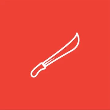 Sword Line Icon On Red Background. Red Flat Style Vector Illustration Stock Illustration
