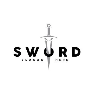 Sword Logo, Fighter War Weapon Vector, Premium Retro Vintage Typography Desig Stock Illustration