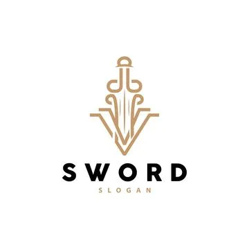 Sword Logo, Fighter War Weapon Vector, Premium Retro Vintage Typography Desig Stock Illustration