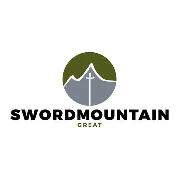 Sword Mountain Icon Logo Design Template Stock Illustration