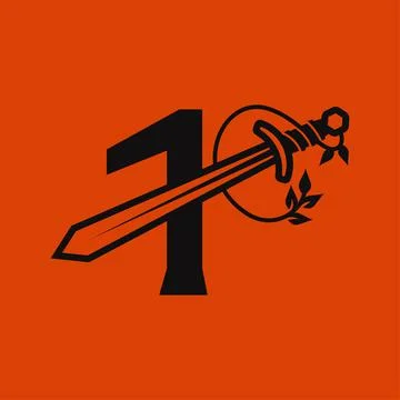 Sword Number 1 Logo Stock Illustration