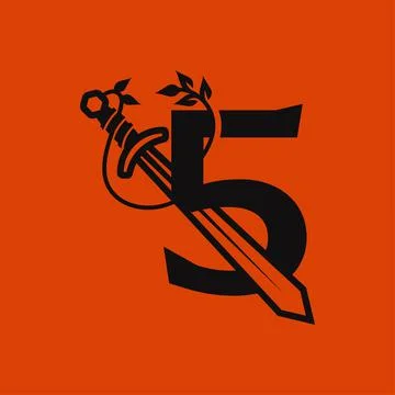 Sword Number 5 Logo Stock Illustration