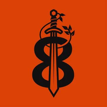 Sword Number 8 Logo Illustrazione stock