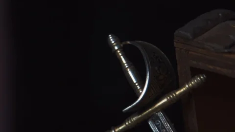 Sword ornament on orange slice Stock Footage 90123721