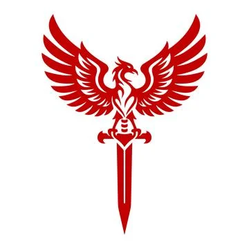 Sword Phoenix Tribal Tattoo Vector Logo Template Stock Illustration