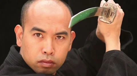 Sword Point Close Up Black Background Stock Footage 10876411