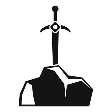 Sword pulling from stone icon concept art Stock Illustration