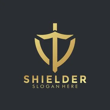 Sword Shield Logo Design. Creative Idea logos designs Vector illustration tem Stock Illustration