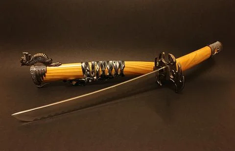 Sword a shorter version of the katana called Wakizashi. Stock Photos