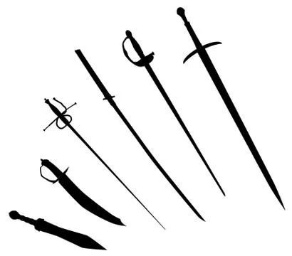 Sword silhouettes Stock Illustration