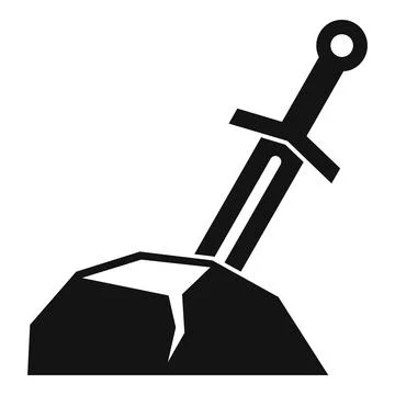 Sword sticking in stone symbolizing power and legend Stock Illustration