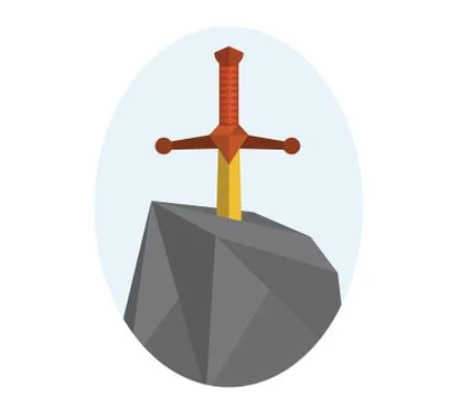 Sword in stone flat design Stock Illustration