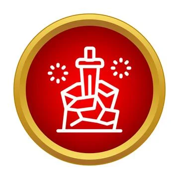 Sword in stone legend icon representing power and destiny Illustration