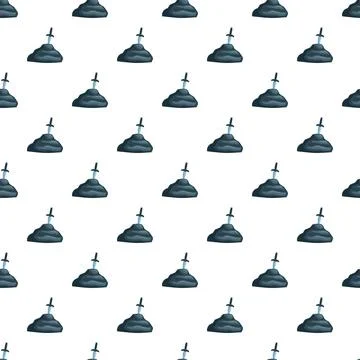 Sword in the stone legend pattern on white background Illustrazione stock