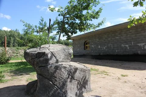 Sword in stone. Stone background. Pattern stone wall background. Natural texture Stock Photos