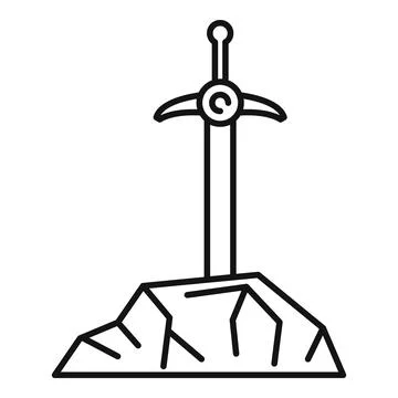 Sword in stone symbolizing challenge and destiny Stock Illustration
