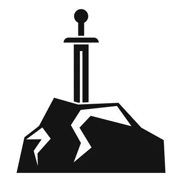 Sword in stone symbolizing legend destiny and power Stock Illustration