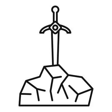 Sword in stone symbolizing legend of king arthur Stock Illustration