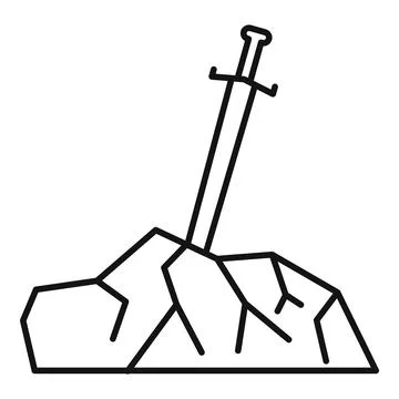 Sword in stone symbolizing legend myth and power Ilustração Stock