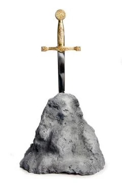 The Sword in the Stone on white Stock Photos