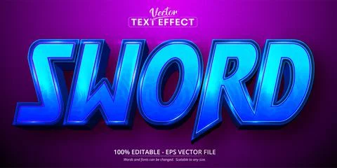 Sword text, cartoon style editable text effect Stock Illustration
