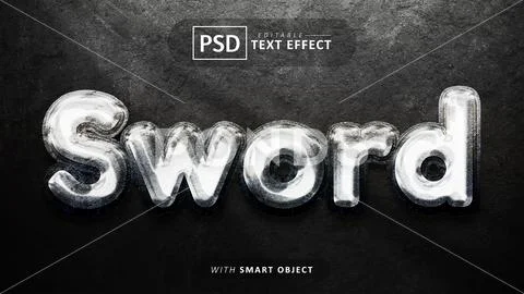 Sword text - editable 3d font effects PSD Template