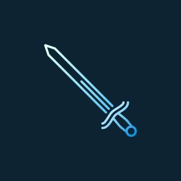 Sword vector concept colorful linear icon on dark background Illustrazione stock