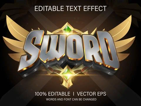 Sword vector text effect with modern style design Stock Illustration