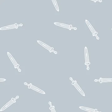 Sword viking line seamless pattern Stock Illustration
