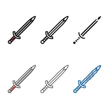 Sword weapon color icon range vector Stock Illustration