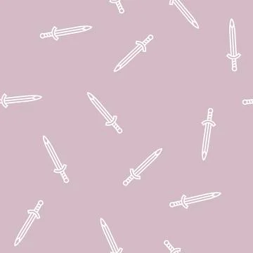 Sword weapon line seamless pattern Stock Illustration