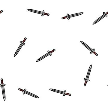 Sword weapon vector seamless pattern Stock Illustration