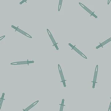 Sword weapon war line seamless pattern Stock Illustration