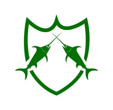Swordfish fight emblem 스톡 일러스트